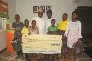 Students receiving scholarship award