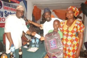 Student receiving scholarship award